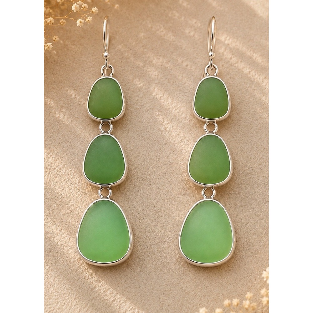 Liz Claiborne Mint Green Resin‎ Dangle Earrings Silver Tone NWT Y2K Sample